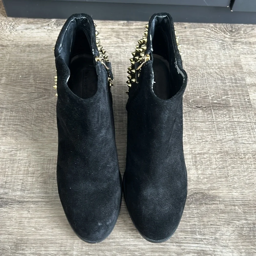 Zara Black Suede Ankle Boots with Gold Studs - Picture 3 of 5
